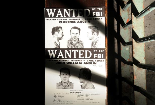 FILE PHOTO: A copy of John and Clarence Anglin's wanted poster rests outside a medical cell on Alcatraz Island FILE PHOTO: A copy of John and Clarence Anglin's wanted poster rests outside a medical cell on Alcatraz Island