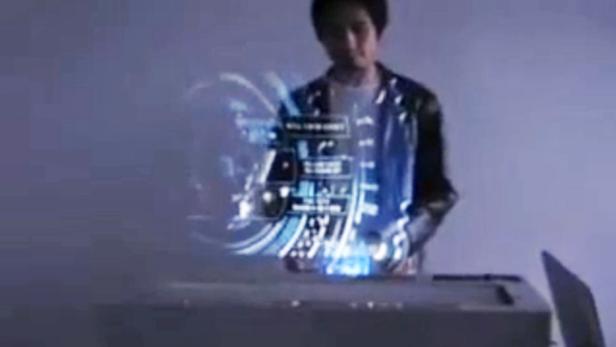 Schwebende Touchscreens im Nebel