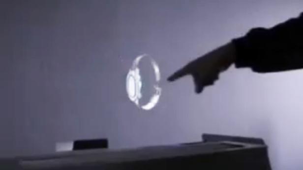 Schwebende Touchscreens im Nebel