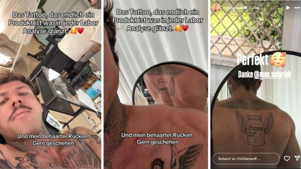 Christian Wolf zeigt sein neues Rückentattoo