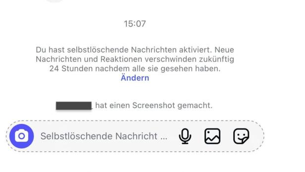 Screenshot von einer Instagram-Nachricht