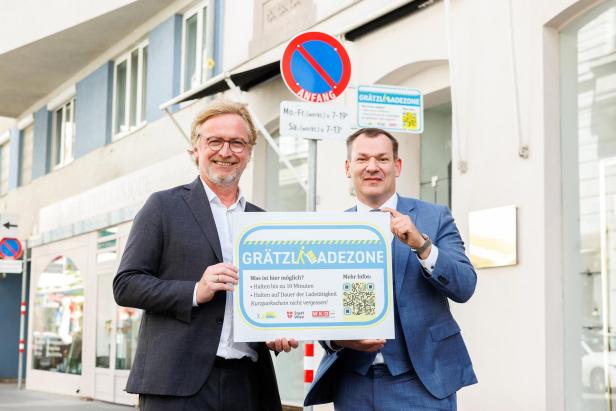 Bezirksvorsteher Martin Fabisch (Grüne) und WKW-Spartenobmann Christian Holzhauser