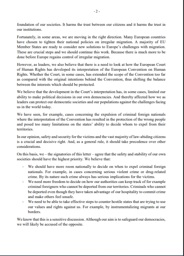 Facsimile des Briefs der Regierungschefs