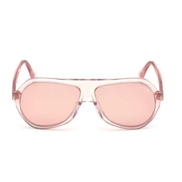 Eine rosafarbene Pilotenbrille von Tom Ford vor einem weißen Hintergrund.