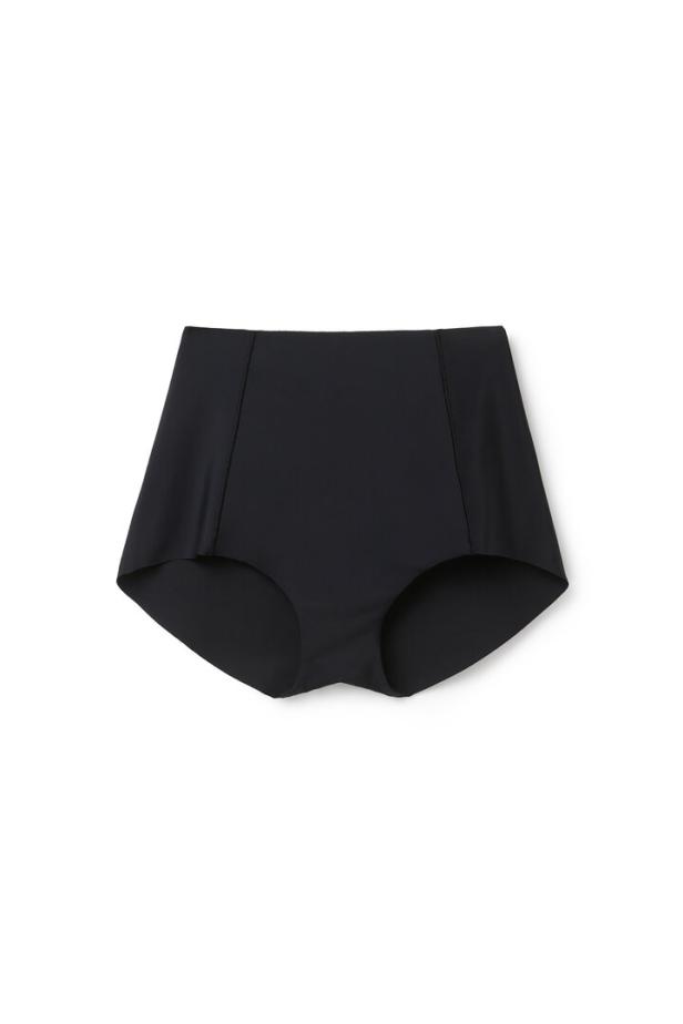 Eine schwarze, hoch geschnittene Unterhose auf einem weißen Hintergrund.
