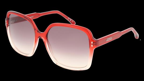 Eine rote Sonnenbrille der Marke Isabel Marant mit Farbverlauf in den Gläsern.