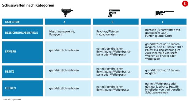 Eine grafische Darstellung der verschiedenen Schusswaffenkategorien.