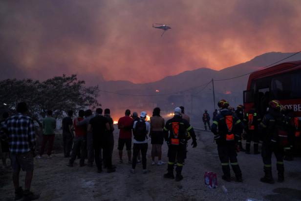 Greece battles wildfire on Chios island, fanned by strong winds