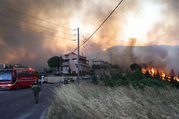 Greece battles wildfire on Chios island, fanned by strong winds