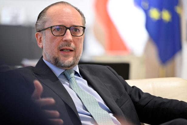 FILE PHOTO: Austria's foreign minister Alexander Schallenberg attends an interview with Reuters in Vienna