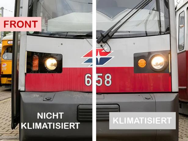 Frontansicht einer Straßenbahn der Wiener Linien