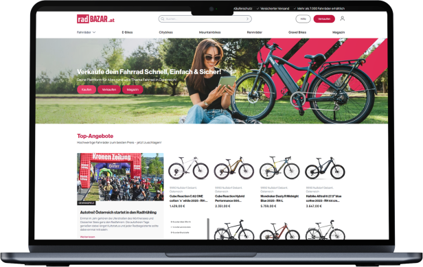 Neue Fahrrad-Plattform Radbazar.at Website