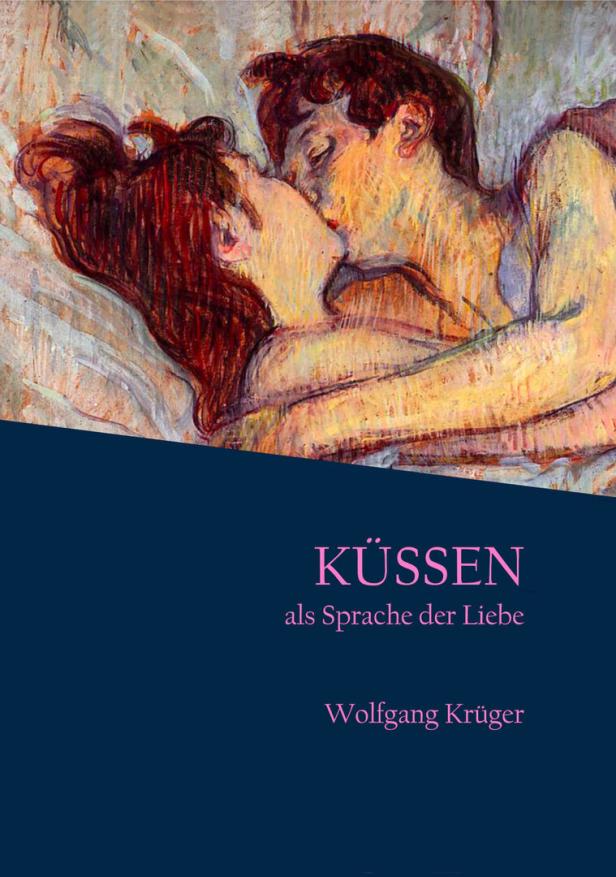 Ein Gemälde zeigt ein Paar, das sich leidenschaftlich küsst.