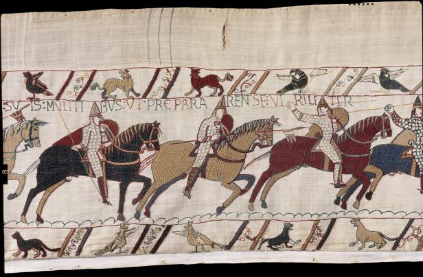 Section of the Bayeux Tapestry is displayed in this undated handout image