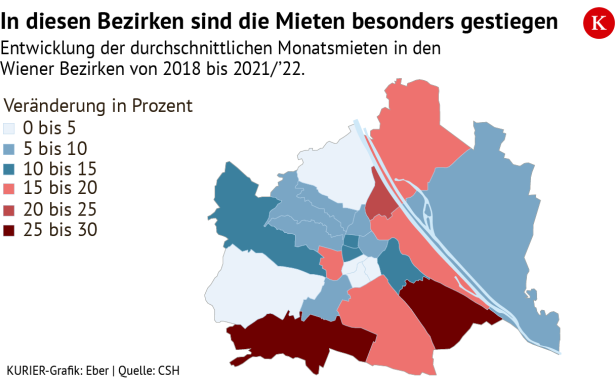 In diesen Bezirken sind die Preise besonders gestiegen
