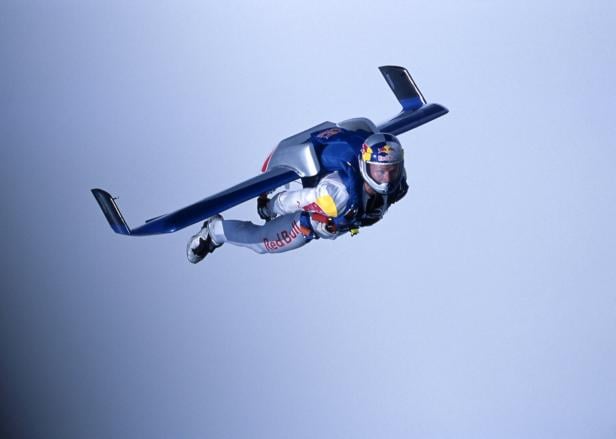 FILE PHOTO: Skydiver Felix Baumgartner is seen during practice attempt to freefall cross English Channel