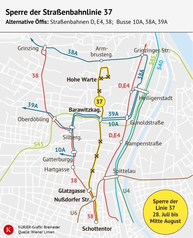 Die Linie 37 fällt einige Wochen lang aus