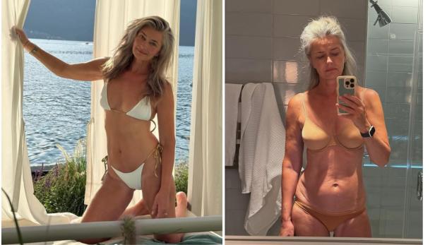 Model Paulina Porizkov posiert vor dem Spiegel