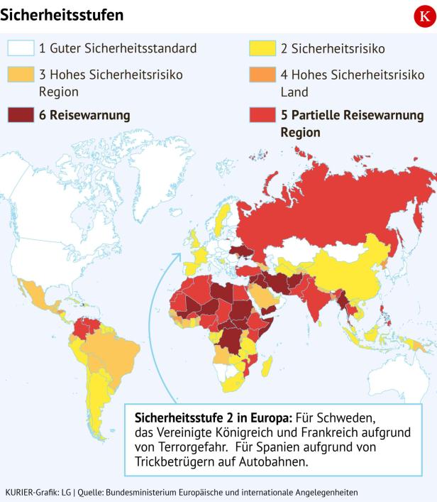 Grafik Reisewarnungen und Sicherheitsrisiken
