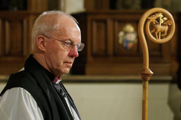 Archbishop of Canterbury Justin Welby lays down his pastoral staff on the altar at the chapel in Lambeth Palace, London Archbishop of Canterbury Justin Welby lays down his pastoral staff on the altar at the chapel in Lambeth Palace, London