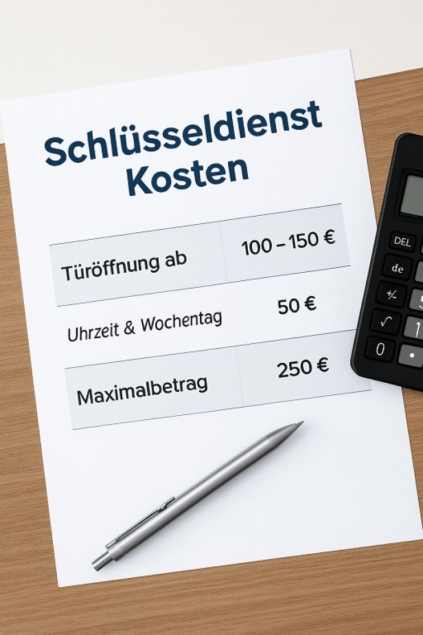 Tabelle mit typischen Preisen für Türöffnungen durch den Schlüsseldienst in Wien.