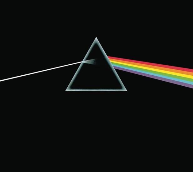 Das Cover des Albums „The Dark Side of the Moon“ von Pink Floyd zeigt ein Prisma, das Licht in ein Regenbogenspektrum bricht.
