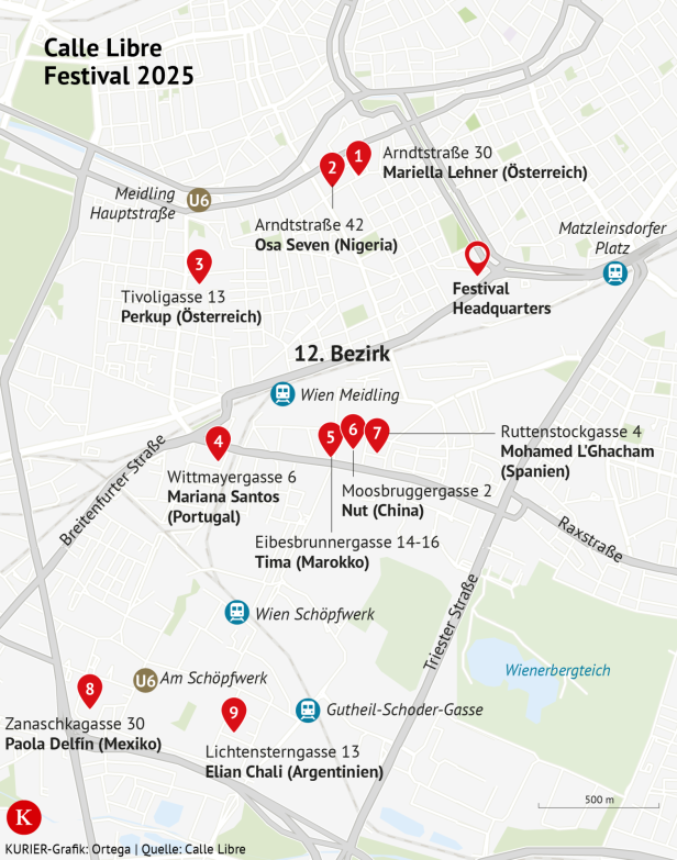 An mehreren Standorten in Meidling kann man die Gemälde betrachten.