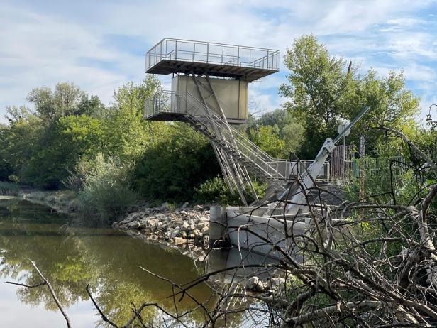 Freiluftkino: das Kühwörther Wasser. Nur wenige Meter weiter beginnt Niederösterreich
