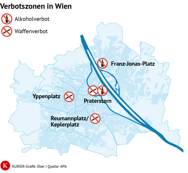 Die Waffenverbotszonen in Wien
