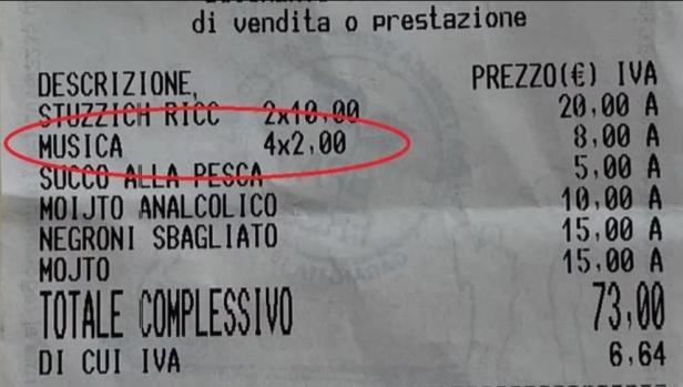 Rechnung mit Zuschlag: Restaurant in Italien verrechnet Gebühren für DJ-Musik.