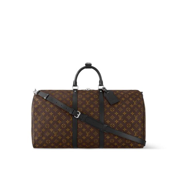 Eine braune Louis Vuitton Reisetasche mit dem typischen Monogramm-Muster.