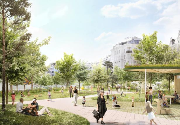 ++ HANDOUT ++ WIEN: "NASCHPARK" BEIM NASCHMARKT - PARKPLATZ-UMGESTALTUNG HAT BEGONNEN