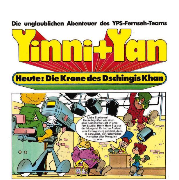 Das Comic-Cover zeigt „Yinni + Yan“ und den Titel „Heute: Die Krone des Dschingis Khan“.