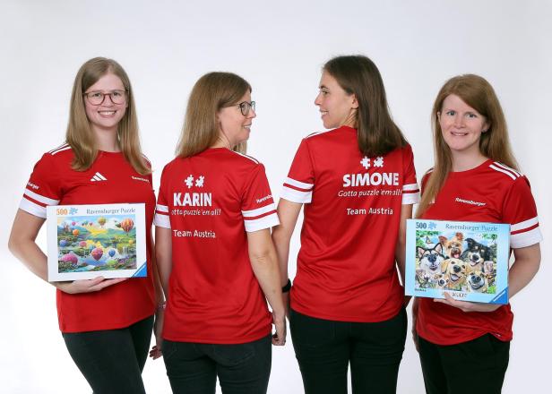 Das Speed Puzzle-Team Austria mit Magdalen Greunz, Karin Klauser, Simone Reicht und Verena Klauser nimmt an der Puzzle-WM 2025 in Spanien teil. Das Speed Puzzle-Team Austria mit Magdalen Greunz, Karin Klauser, Simone Reicht und Verena Klauser nimmt an der Puzzle-WM 2025 in Spanien teil.
