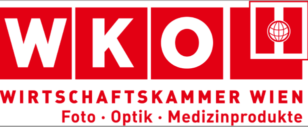 Das Logo der WKO, Wirtschaftskammer Wien, Foto-, Optik- und Medizinprodukte