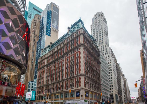 Das Knickerbocker Hotel in einem historischen Gebäude am Times Square, Midtown Manhattan, New York City, USA.