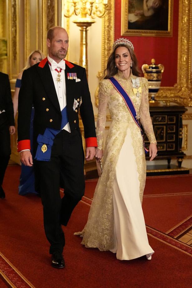 Prinz William und Prinzessin Kate bei einem Staatsbankett im Buckingham Palace.