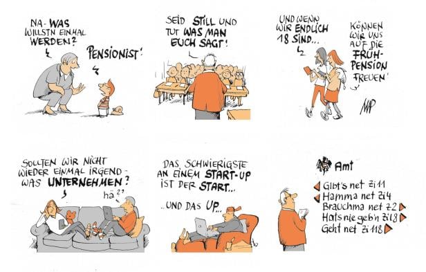 Eine Karikatur von Michael Pammesberger