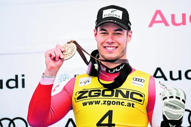 Lukas Feurstein nach seinem Überraschungs-Sieg beim Weltcupfinale in Sun Valley