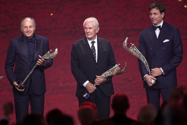 Gerhard Berger, Helmut Marko und Toto Wolff auf der Bühne
