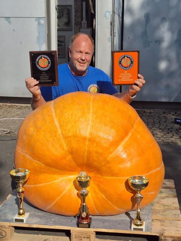 Riesenkürbis und Züchter