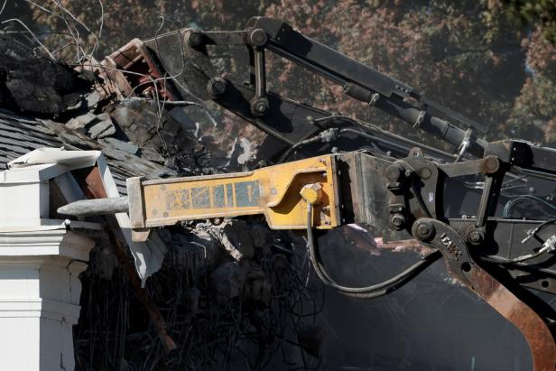 Demolition continues on part of the White House East Wing, in Washington