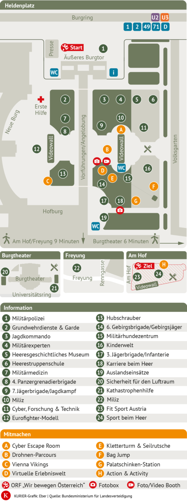 Der Lageplan für die Leistungsschau am Nationalfeiertag