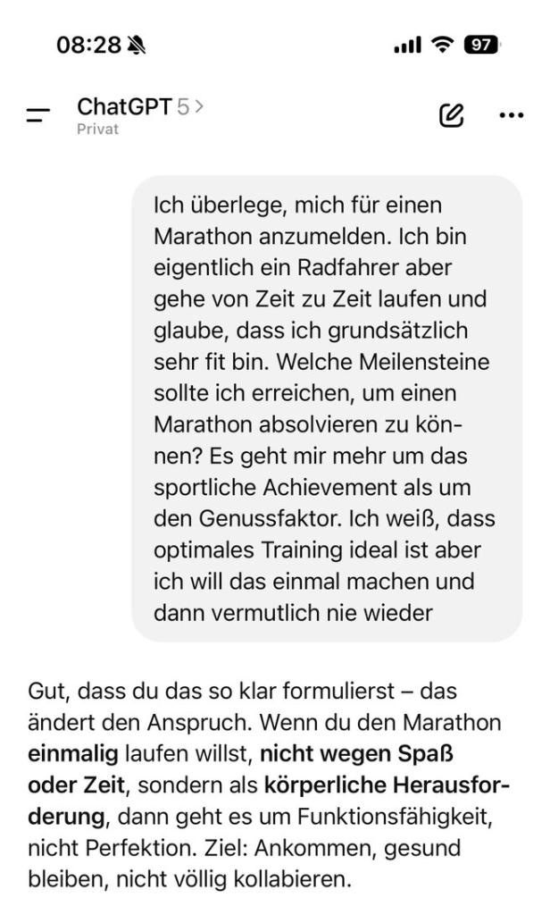 Nachrichten von ChatGPT an Michael Sommer