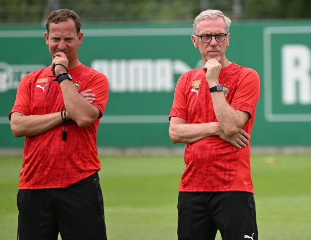 Thomas Sageder (l.) war Assistent von Peter Stöger bei Rapid 
