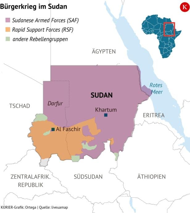Karte des Sudan