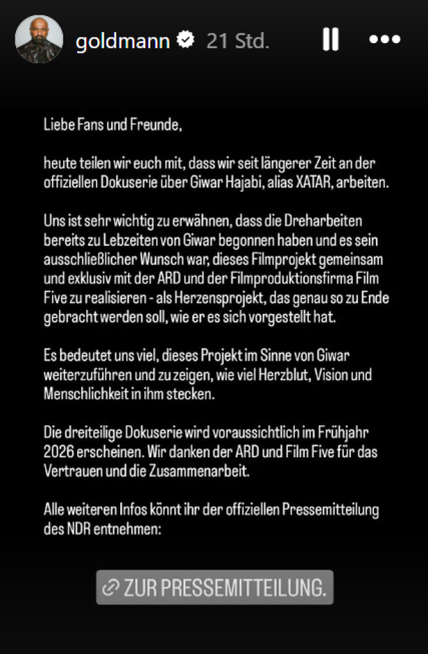 Xatar Story auf Instagram