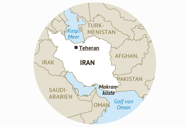 Iran Karte Teheran Makran-Küste