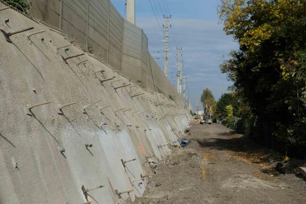 Die Arbeiten an der Spritzbetonwand sind fast abgeschlossen