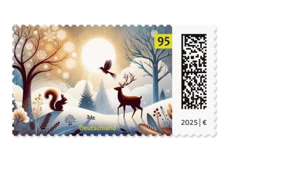 Wintermotiv-Briefmarke der deutschen Post